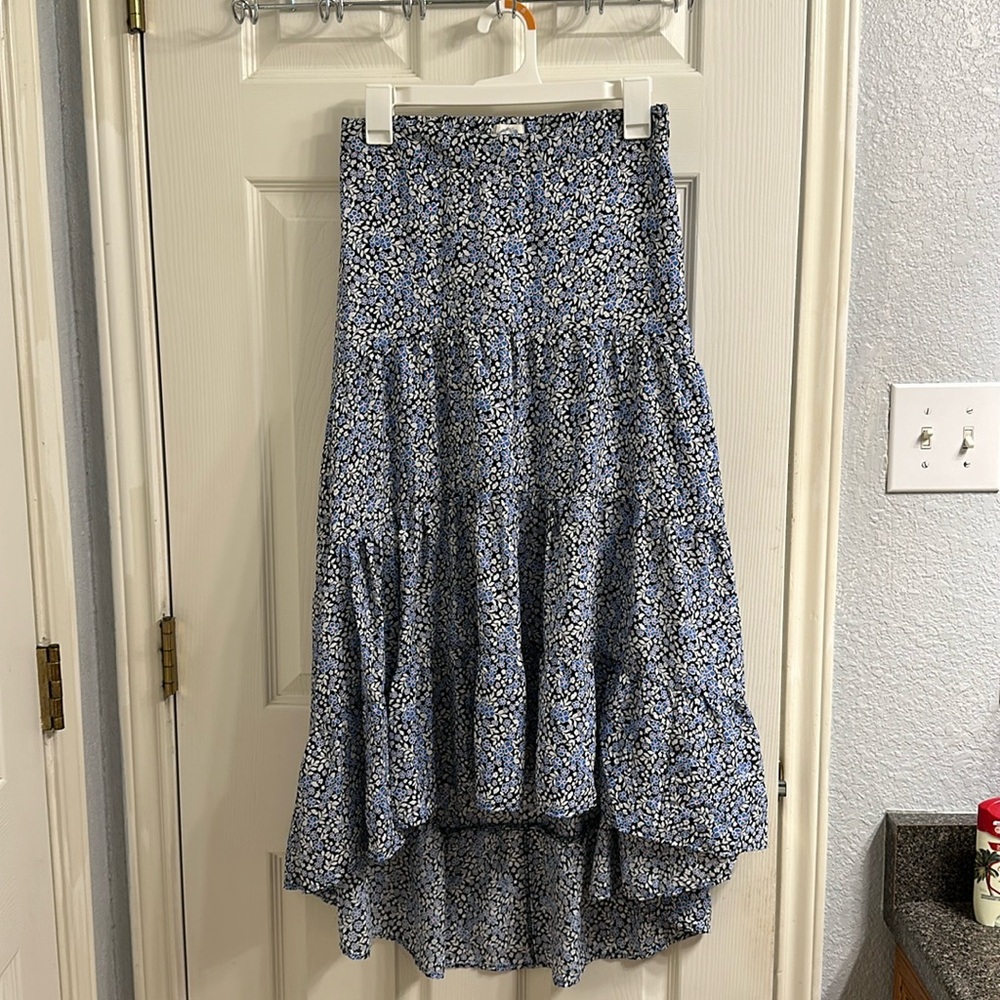 Blue rain floral skirt